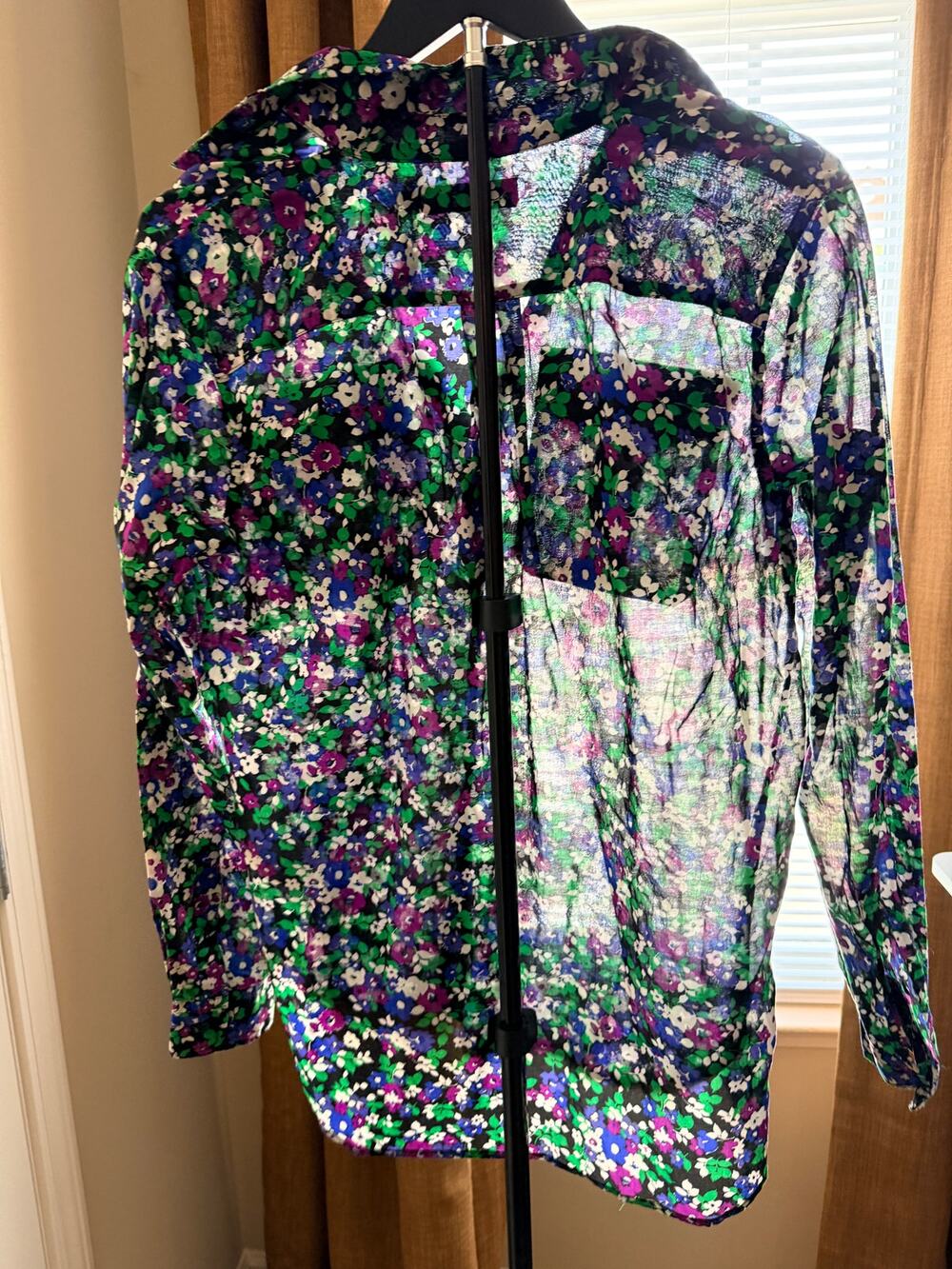 Ralph Lauren floral 100% Cotton button up blouse euc M